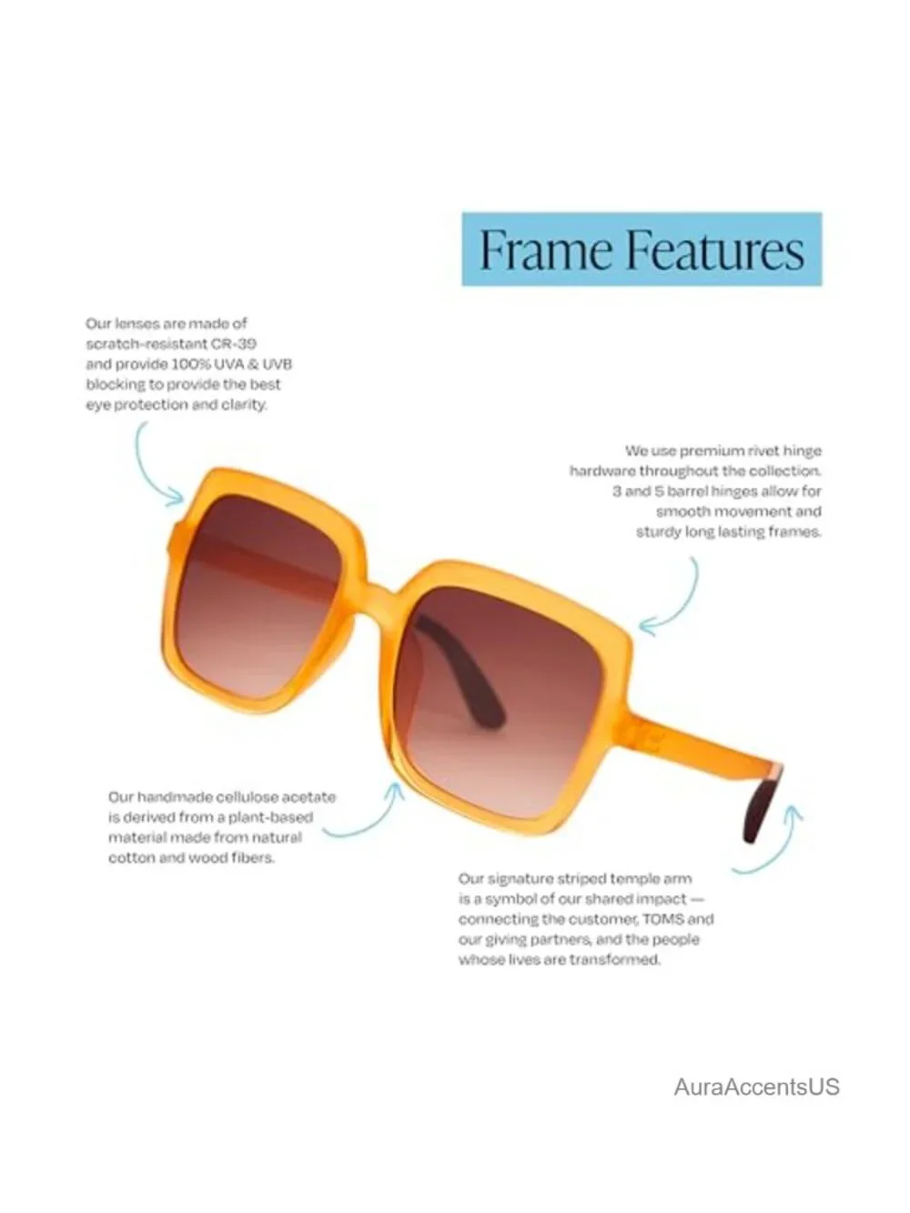 TOMS Athena Square Sunglasses SOLAFLEX Rubberized UV Protection Full Frame